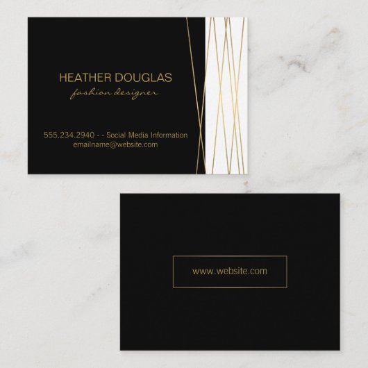 Gold Schwarz/Weiß Visitenkarte (Vorne/Hinten)