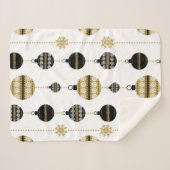 Gold/Schwarz/Weiß Weihnachtsmuster Sherpadecke (Vorderseite (Horizontal))