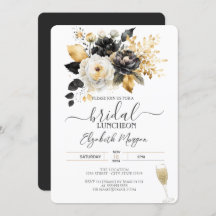 Gold Schwarz-weiße Blume Bridal Luncheon
