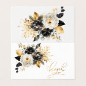 Gold Schwarz-weiße Blume Dankeschön Karte (Außenseite Aufgefaltet)