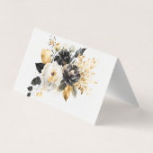 Gold Schwarz-weiße Blume Dankeschön Karte (Rückseite)