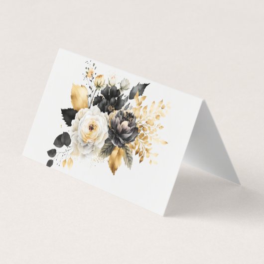 Gold Schwarz-weiße Blume Dankeschön Karte (Rückseite)