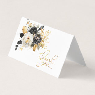 Gold Schwarz Weiße Blumen Dankeskarten Visitenkarten