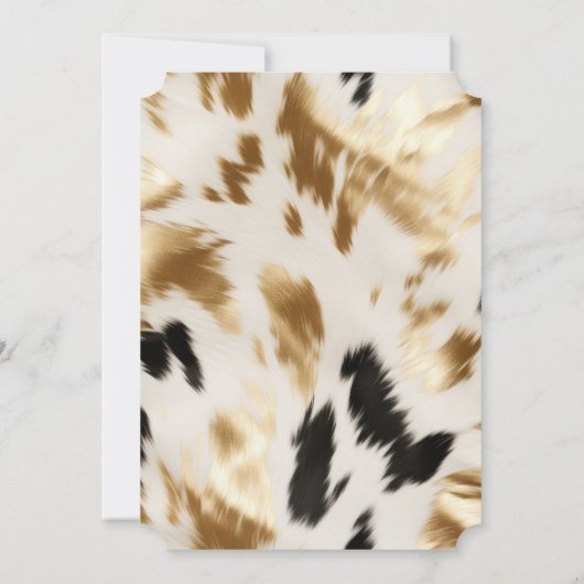 Gold Schwarz-weiße Creme Western Cowhide Einladung