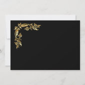 Gold Schwarz-weiße Elegante glamouröse Hochzeit Einladung (Rückseite)