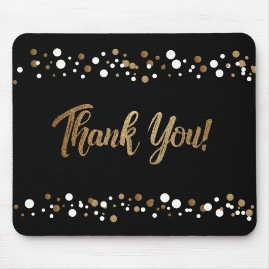 Gold Schwarz-weiße Konfetti Danke, dass Sie Skript Mousepad (Vorne)