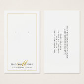 Gold Schwarz-weiße Monogram Earring Display Cards (Vorne & Hinten)
