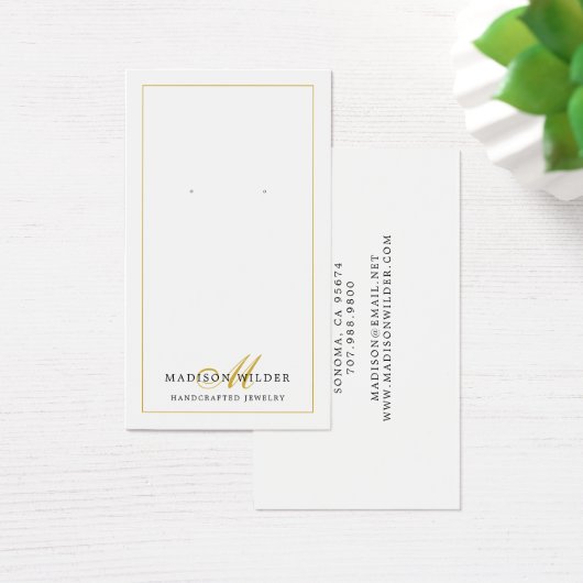 Gold Schwarz-weiße Monogram Earring Display Cards (Schreibtisch)