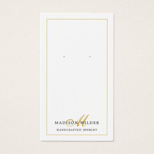 Gold Schwarz-weiße Monogram Earring Display Cards (Vorderseite)