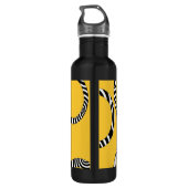 Gold Schwarz-weiße Streifen und Kreise Trinkflasche (Rückseite)