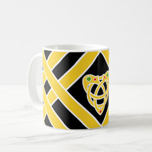 Gold/Schwarz-/weißebänder/Streifen, keltischer Kaffeetasse