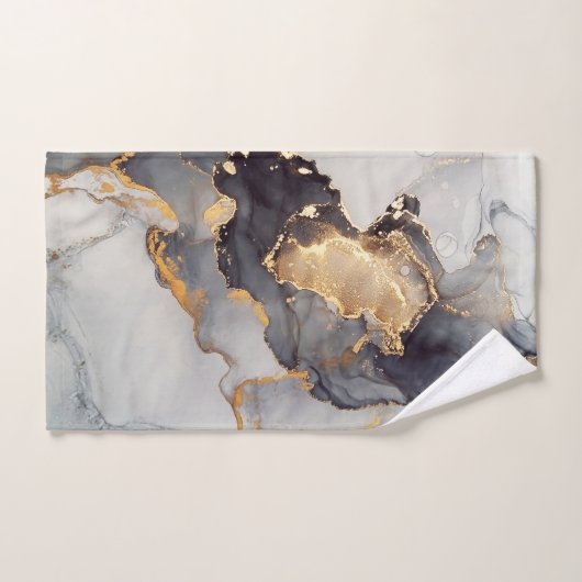 Gold Schwarz-weißer Marmor Hübsch Handtuch (Handtuch)