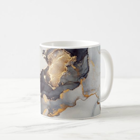 Gold Schwarz-weißer Marmor Hübsch Kaffeetasse (VorderseiteRechts)