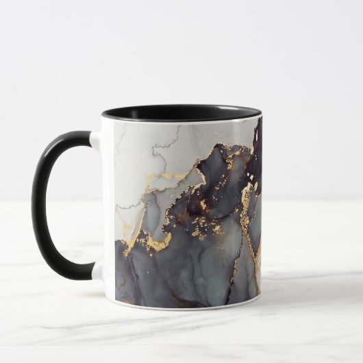 Gold Schwarz-weißer Marmor Hübsch Tasse (Links)