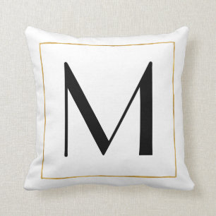 Gold Schwarz-weißer Personalisierter Monogramm-Le Kissen