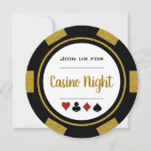 Gold Schwarz-weißer Poker Chip Casino Einladung (Vorderseite)