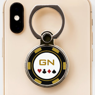 Gold Schwarz-weißer Poker Chip Casino Handy Ring