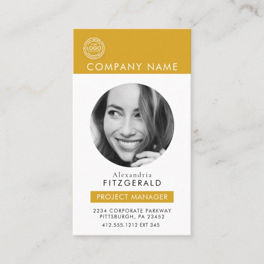 Gold | Schwarz-weißer QR-Code für modernes Foto Visitenkarte (Vorderseite)