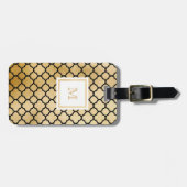 Gold, Schwarz-weißer quatrefoil Gepäck-Umbau Gepäckanhänger (Vorderseite horizontal)