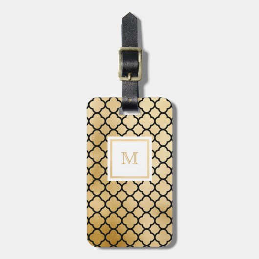 Gold, Schwarz-weißer quatrefoil Gepäck-Umbau Gepäckanhänger (Vorderseite vertikal)