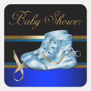 Gold Schwarze Blaue Baby-Schühchen Jungen Baby Sho Quadratischer Aufkleber