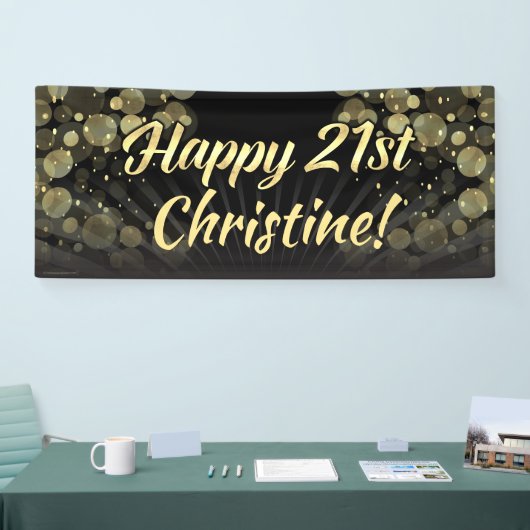 Gold/schwarze Bokeh 21. Banner (Messe)