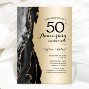 Gold Schwarze Elegante 50. Jubiläum Einladung