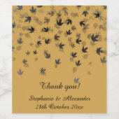 GOLD SCHWARZE FALLEN BLÄTTER KUNSTBAR WEINETIKETT (Einzelnes Label)