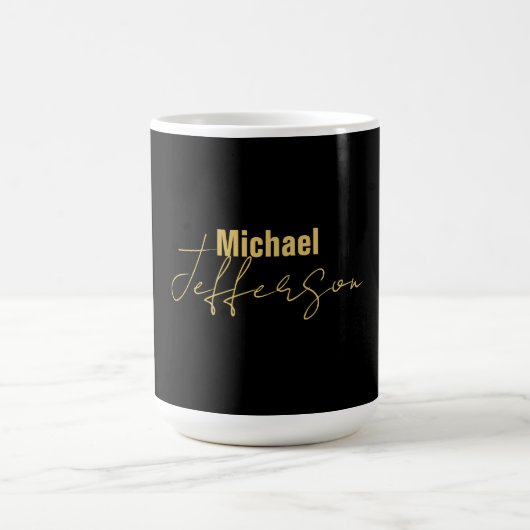 Gold schwarze Farbe elegant moderne minimalistisch Kaffeetasse (Mittel)