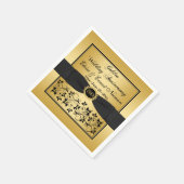 Gold, schwarze Flora Golden Jubiläum Napkins 2 Serviette (Ecke)