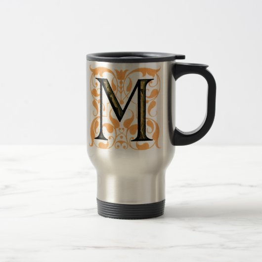 Gold & Schwarze Flora "M" - Tasse (Rechts)