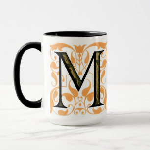 Gold & Schwarze Flora "M" - Tasse