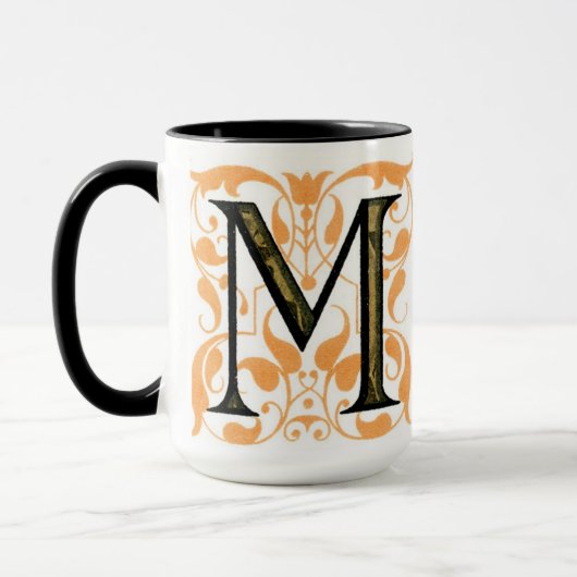 Gold & Schwarze Flora "M" - Tasse (Links)
