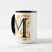 Gold & Schwarze Flora "M" - Tasse (Vorderseite Links)