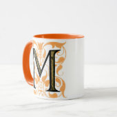 Gold & Schwarze Flora "M" - Tasse (Vorderseite Links)