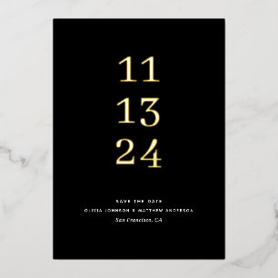 Gold schwarze formelle minimalistische Hochzeit Sp Folieneinladung