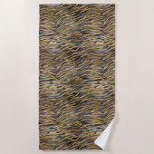 Gold Schwarze Glitze Zebra Print Strandtuch (Vorderseite)