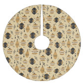 Gold Schwarze Nordische Weihnachtsbäume auf Gold Polyester Weihnachtsbaumdecke (Vorderseite)