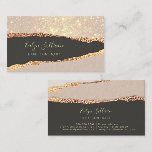 Gold-schwarze Papiertextur-Visitenkarte Visitenkarte (Vorne/Hinten)