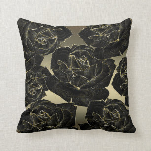 Gold & Schwarze Rose Glamour Elegant Klassisch Chi Kissen