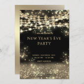 Gold schwarze Saitenleuchten Silvester Einladung (Vorne/Hinten)