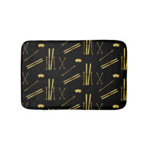 Gold Schwarze Skier und Polen   Heckskiermuster Badematte