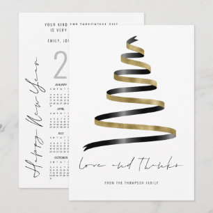 Gold Schwarzer Baum 2027 Kalender Liebe Dank Karte