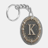 Gold Schwarzer Diamant Buchstabe K Geschenk Schlüsselanhänger (Vorderseite links)