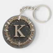 Gold Schwarzer Diamant Buchstabe K Geschenk Schlüsselanhänger (Rückseite)
