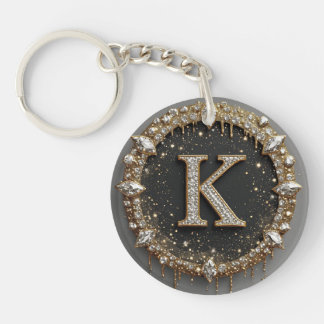 Gold Schwarzer Diamant Buchstabe K Geschenk Schlüsselanhänger
