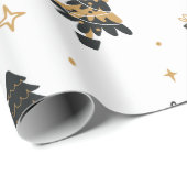 Gold Schwarzer Weihnachtsbaum und Geschenkmuster Geschenkpapier (Rolleneckpunkt)