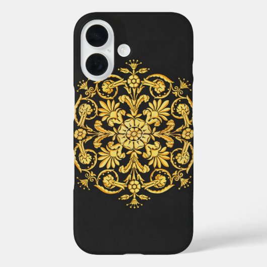 Gold-Schwarzes Blumenmuster Case-Mate iPhone Hülle (Rückseite)