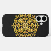 Gold-Schwarzes Blumenmuster Case-Mate iPhone Hülle (Rückseite (Horizontal))