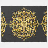 Gold-Schwarzes Blumenmuster Fleecedecke (Vorderseite (Horizontal))